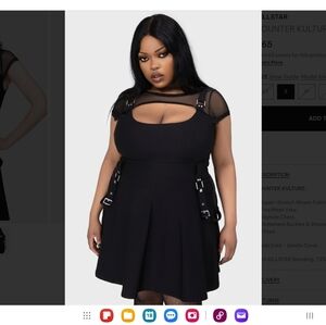 Killstar Black Mini Dress with Buckle Accents